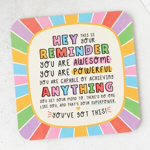 You're Awesome Coaster - You Can Do It, Affirmations, Best Friend, Positivity Coaster, Thank You Gift, Motivational Gift, You're Amazing image 3