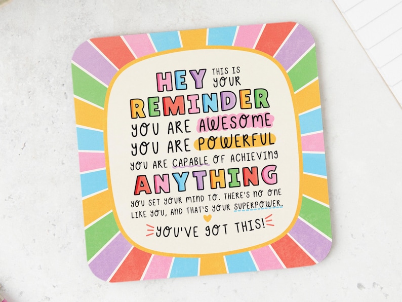 You're Awesome Coaster - You Can Do It, Affirmations, Best Friend, Positivity Coaster, Thank You Gift, Motivational Gift, You're Amazing image 3