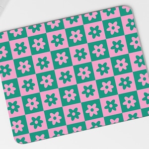 Rosa & Grün kariertes Mousepad - Einzigartiges Mausmat, Retro Y2K Mousepad, Bunt Büro Dekor, Funky Mousepad, Y2K Ästhetik, Y2K Uni Geschenke