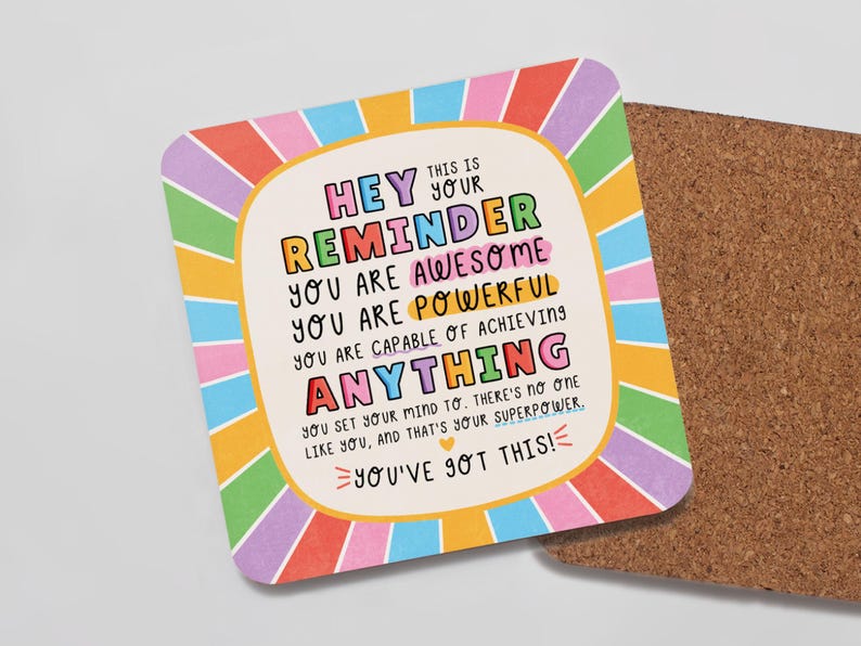 You're Awesome Coaster - You Can Do It, Affirmations, Best Friend, Positivity Coaster, Thank You Gift, Motivational Gift, You're Amazing image 2