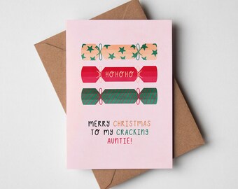 Auntie Christmas Card - Merry Christmas To A Cracking Auntie Card, Funny Christmas Card for Auntie