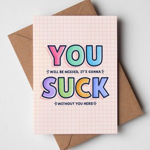 Funny Leaving Card - New Job Card, Good Luck, Funny Office Card, We'll Miss You, Congrats New Job Gift, Work Leaving Gift, Rude Novelty Card