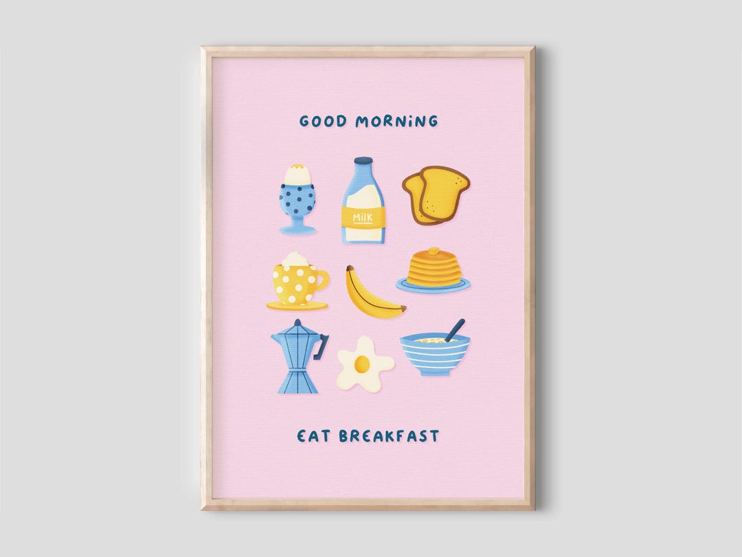 Breakfast Print Eat Breakfast Print Fun Kitchen Print, Food Drink Poster, Breakfast ...