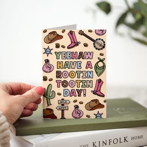 Cowgirl Birthday Card - Yeehaw Greeting Card, Cowboy Birthday Card, Cowboy Boots Card, Western Illustration Greetings Card, Colourful Cards