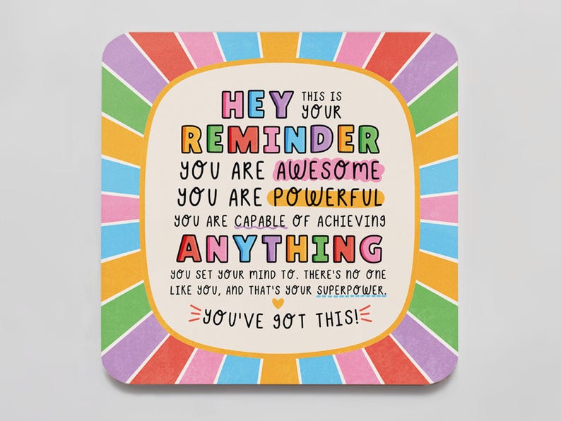 You're Awesome Coaster - You Can Do It, Affirmations, Best Friend, Positivity Coaster, Thank You Gift, Motivational Gift, You're Amazing image 5
