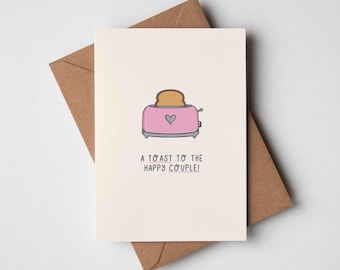 A Toast To The Happy Couple - Wedding Day Card, Newlyweds Card, Married Card, Punny Wedding Card, Engagement Card, Congratulations Card