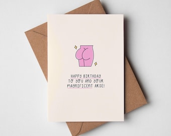Nice Bum Birthday Card - Cracking Birthday, Bum Joke Card, Funny Card Wife, Magnificent Bum, Magnificent Arse