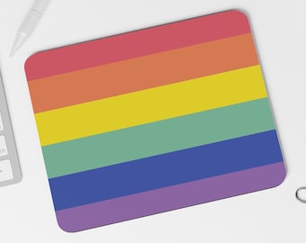 Rainbow Mousepad - Pride Mouse Mat, LGBT Office Gift, Gay Pride Home Decor, LGBT Desk Accessories, Office Work Home Mousepad, Gay Pride Flag