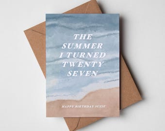 The Summer I Turned Pretty Birthday Card, Customisable Age, Custom Birthday Card, Ocean Beach Theme Card, Personalised Birthday Card