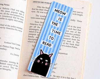 Black Cat Bookmark Gift - Kitten Illustrated Bookmark, Cat Lover Gifts, Crazy Cat Lady Bookmark, Bookworm Gifts