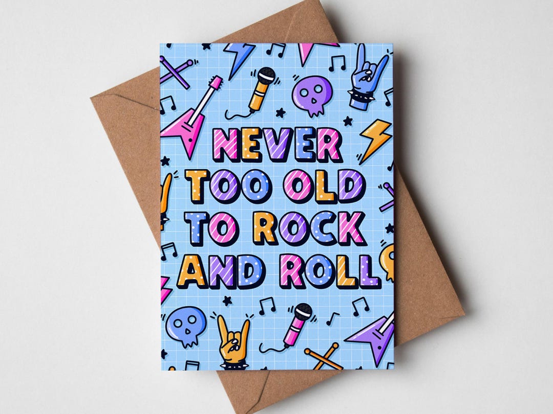Rock and Roll Card - You Rock, Happy Birthday Card, Music Birthday Card ...