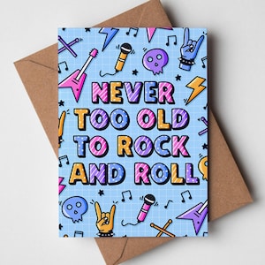 Rock And Roll Karte - You Rock, alles Gute zum Geburtstagskarte, Musik Geburtstagskarte, Alternative Geburtstagskarte, Grußkarte, Gitarre Geburtstagskarte