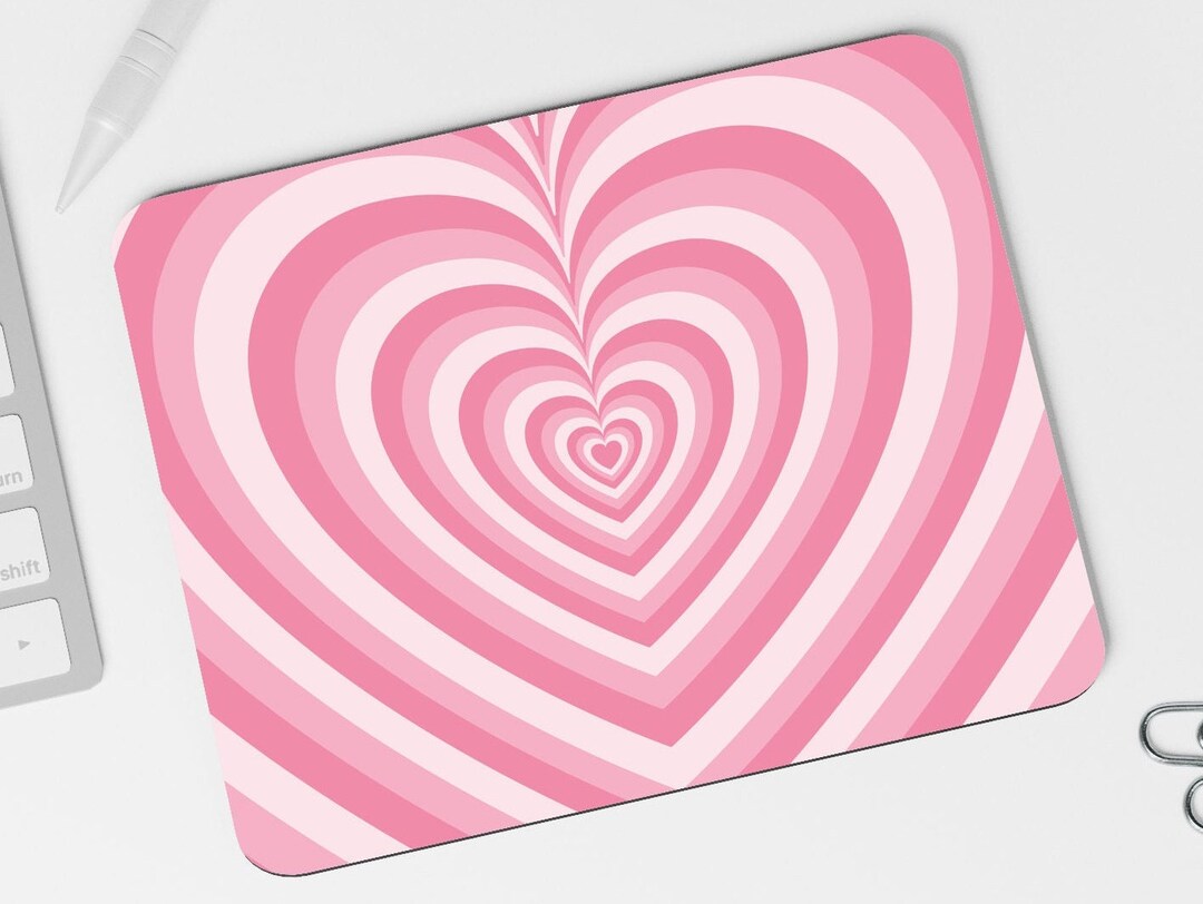Groovy Retro Colourful Heart Mousepad Pink Heart Mouse Pad Etsy