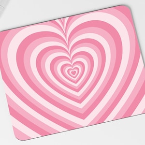 Groovy Retro buntes Herz Mousepad - rosa Herz Mauspad, Retro Style, geschichtetes Herz, Small Business Decor Mousemat, Y2K Ästhetik