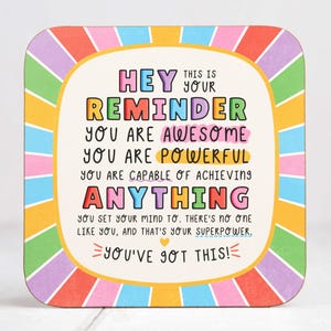 You're Awesome Coaster - You Can Do It, Affirmations, Best Friend, Positivity Coaster, Thank You Gift, Motivational Gift, You're Amazing image 4