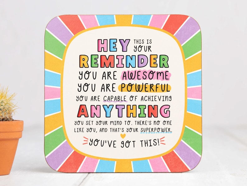 You're Awesome Coaster - You Can Do It, Affirmations, Best Friend, Positivity Coaster, Thank You Gift, Motivational Gift, You're Amazing image 4