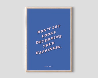 Happiness Quote Print - Motivational Quotes Poster, Happy Inspirational Sayings, Happy Prints, Self Care Gifts, Affirmation Print, A4 Print