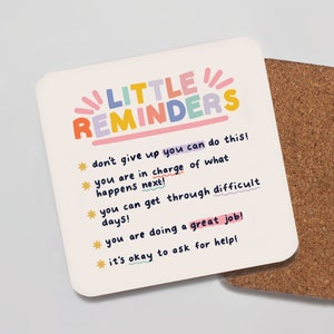 Sous-bock Little Reminders - sous-bock affirmations positives, cadeau amour de soi, cadeau santé mentale, sous-bock motivant, cadeau boîte aux lettres