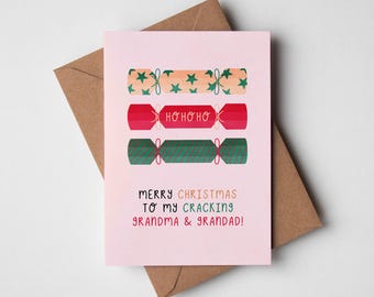 Grandma And Grandad Christmas Card - Merry Christmas To A Cracking Grandma And Grandad Card, Funny Christmas Card for Grandma And Grandad
