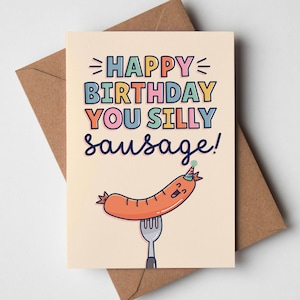Carte de joyeux anniversaire saucisse stupide - carte d'anniversaire drôle, jolie carte pour elle, carte d'anniversaire pleine d'esprit, carte de blague, carte de voeux, pour un ami