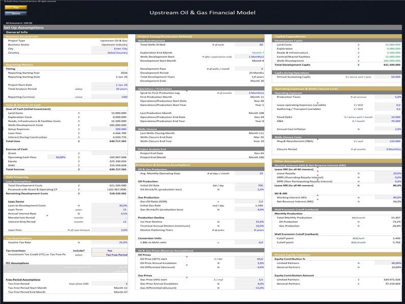 Upstream Oil & Gas Project - 20 Year Financial Model image 4