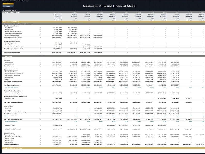 Upstream Oil & Gas Project - 20 Year Financial Model image 8