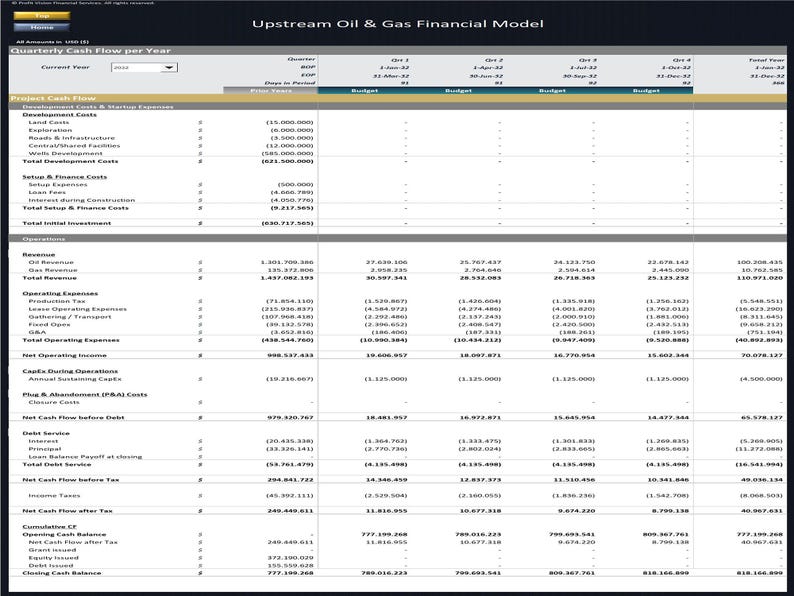 Upstream Oil & Gas Project - 20 Year Financial Model image 7