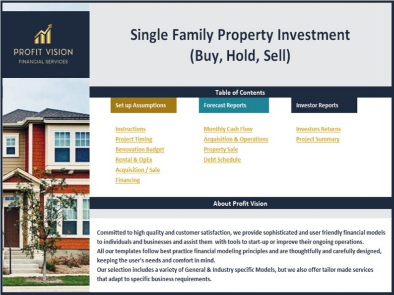 Single Family Residential Property Investment Model Buy, Hold, Sell image 2