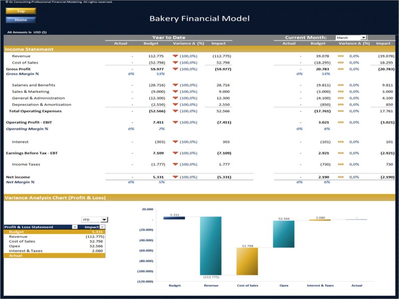 Bakery Financial Model Dynamic 10 Year Forecast - Etsy
