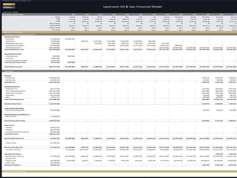 Upstream Oil & Gas Project - 20 Year Financial Model image 6