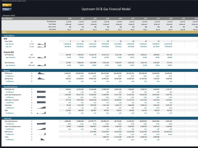 Upstream Oil & Gas Project - 20 Year Financial Model image 9