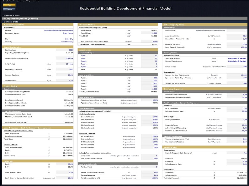 Residential Building Development - 10 Year Financial Model - Etsy