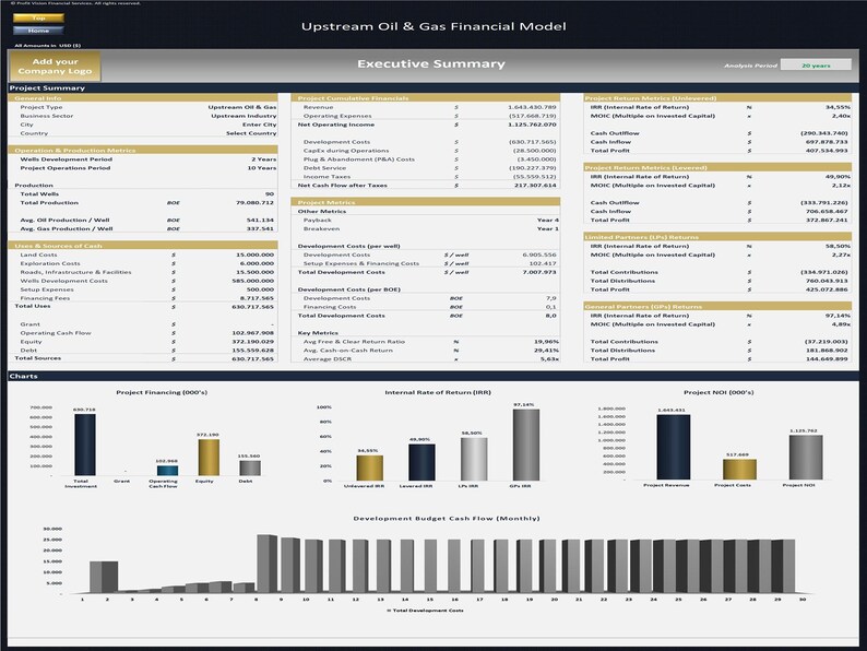 Upstream Oil & Gas Project - 20 Year Financial Model image 3