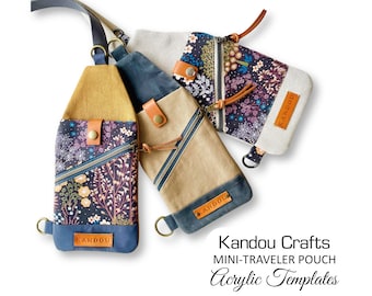 Mini-Traveler Pouch by Kandou Crafts Acrylic Template Set, Made in the USA, Free Shipping within the US, Quality Acrylics