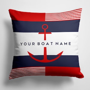 Custom Boat Anchor Pillow, Nautical Boat Name Pillow, Boat Decor, Custom Indoor / Outdoor Pillow, Sailors Gift, Boat Gift, Nautical Pillow