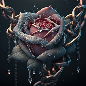 Chained Ice Rose Digital Download Art