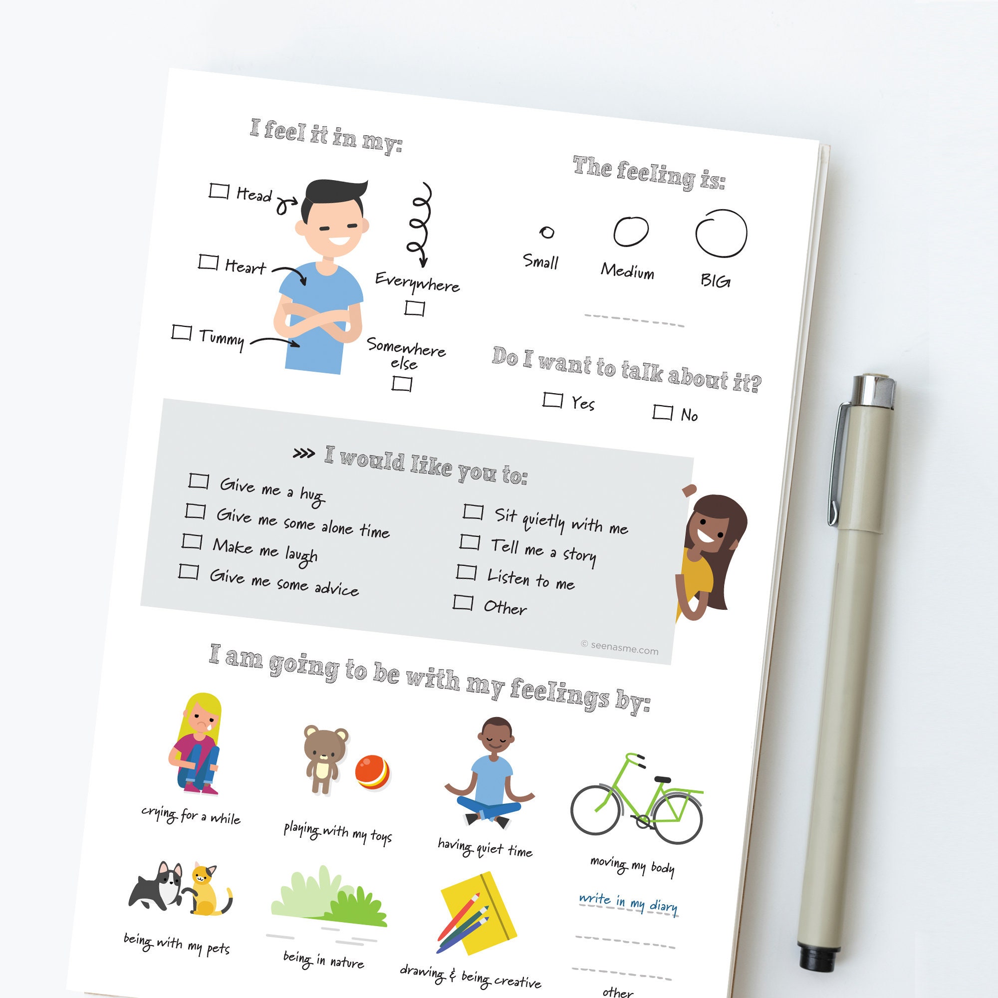 feelings worksheet for kids emotions feelings activity child etsy