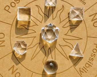 Clear Quartz Sacred Geometry Crystal Set - Energy Healing Platonic Solids