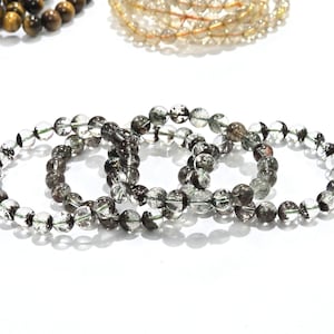 AAA Green Garden Quartz Bracelet: 8mm Phantom Lodolite Crystal Healing