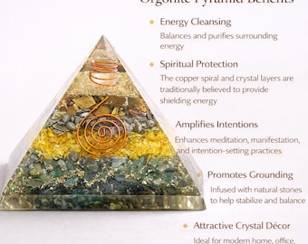 Wealth Attraction Orgonite Pyramid Tiger Eye Citrine Pyrite Aventurine