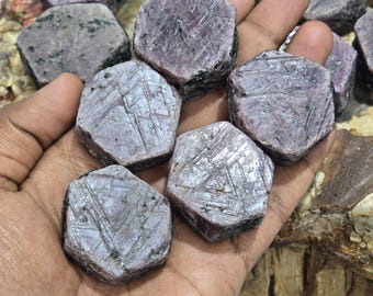 Raw Ruby Record Keeper Crystal: Hexagon Sacred Geometry Stone