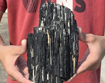 Black Tourmaline Raw Crystal Specimen Natural Schorl Stone Collector Display Grounding Mineral