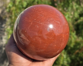 120MMLarge Red Jasper Sphere: Grounding Root Chakra Crystal Ball with Stand
