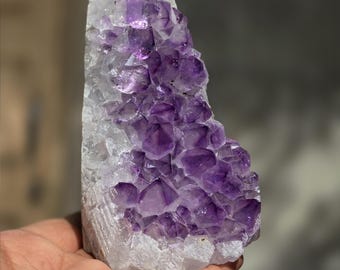 1.3LB Natural Amethyst Geode Crystal Tower Healing Purple Quartz Cluster Specimen Display