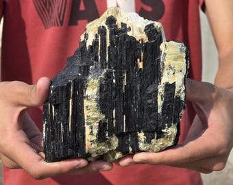 4.4LB Black Tourmaline Raw Crystal with Muscovite Natural Mineral Specimen Grounding Protection Stone