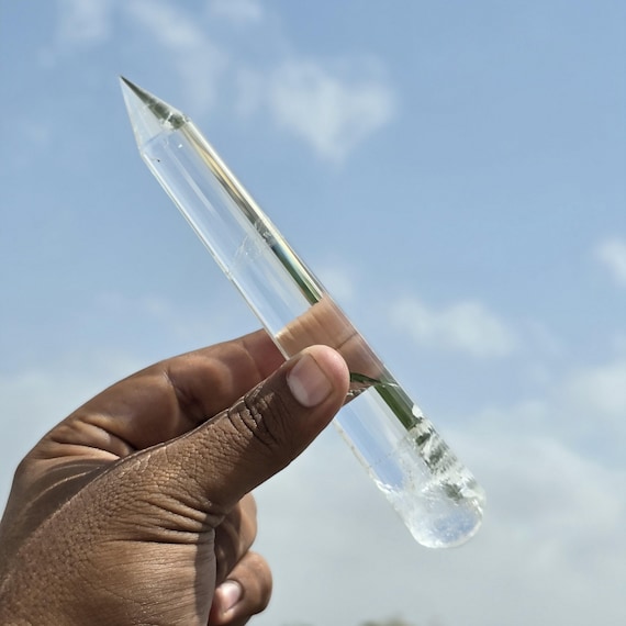 Himalayan Clear Quartz Wand: 32 Faceted Crystal Point