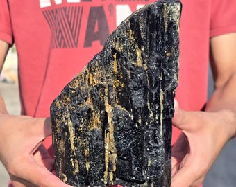 Large Raw Black Tourmaline Cluster: EMF Shielding, Spiritual Decor