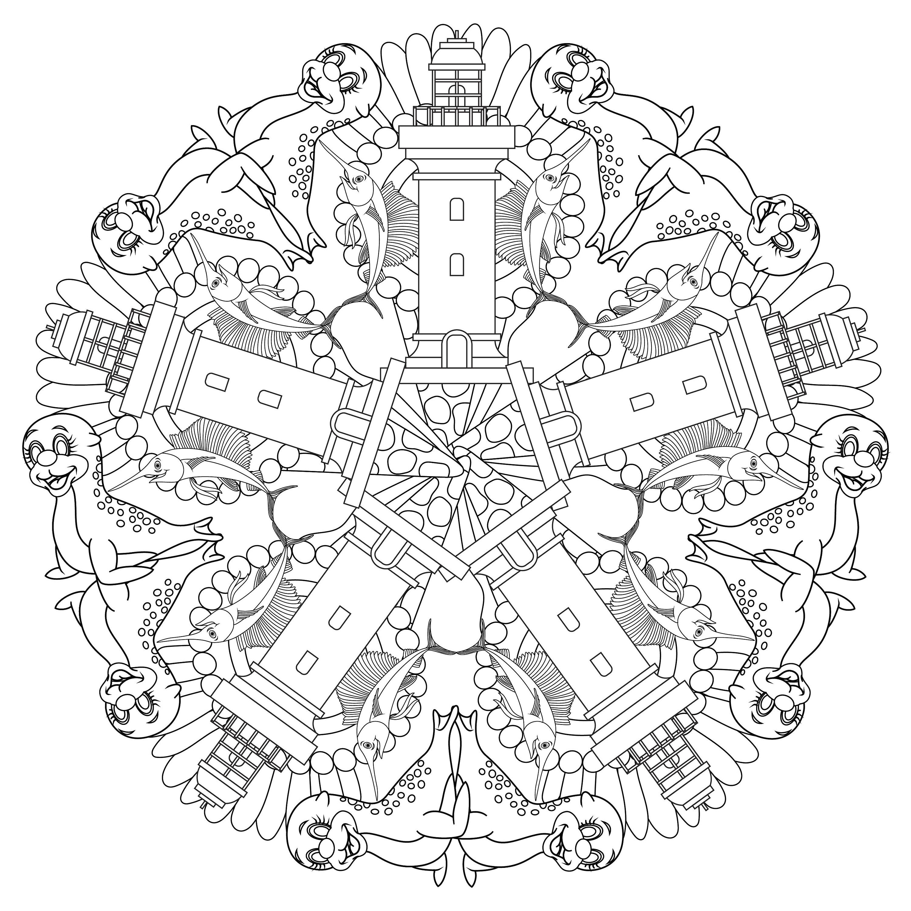 20 OCEAN MANDALA coloring pages | Etsy