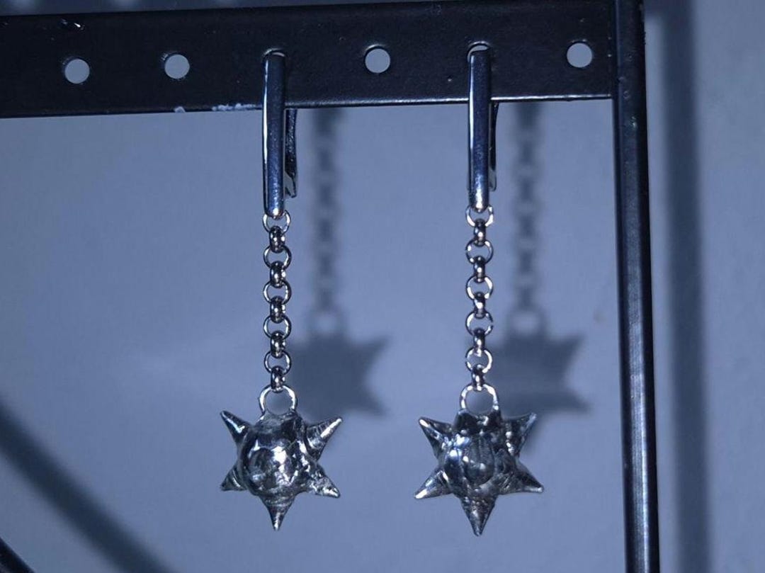 MORNINGSTAR Earrings With Handmade Metal Spiky Pendants - Etsy Japan