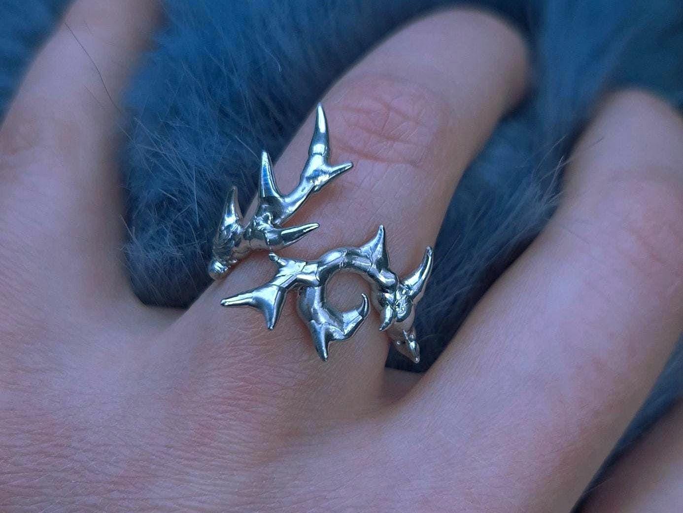 Spikes and tendrils - (size 57/ us 8; slightly adjustable!) - Soft solder one of a kind statement ring